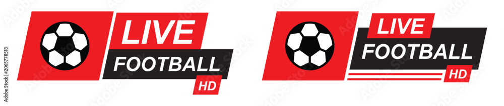 Naklejka premium Live football label stamp set icon illustration