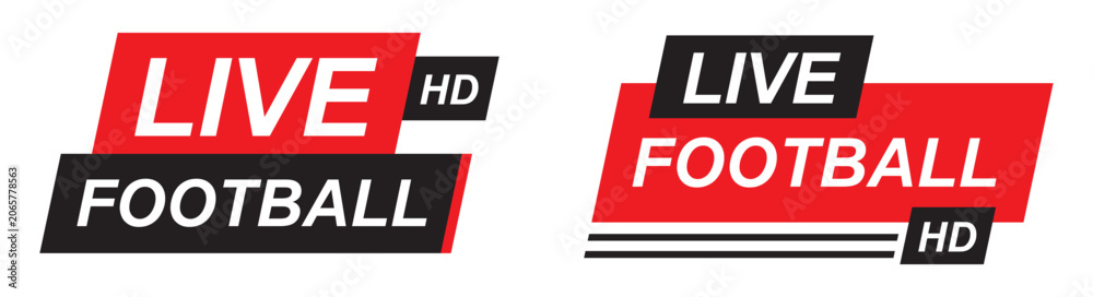 Naklejka premium Live football label stamp set icon illustration