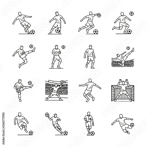 Various soccer players in action on the field.