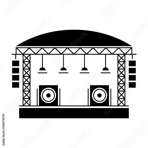 Stage concert setup vector icon for music festival and live performance event graphics