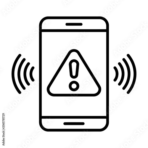 Mobile phone alert notification vector icon design for digital security and warning system