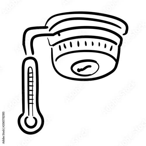 Smoke detector and thermometer vector icon representing fire safety and temperature control