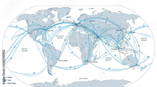 Vászonkép Global Network Connections Map.