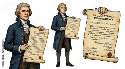 Obraz na płótnie Thomas Jefferson holding Declaration document.
