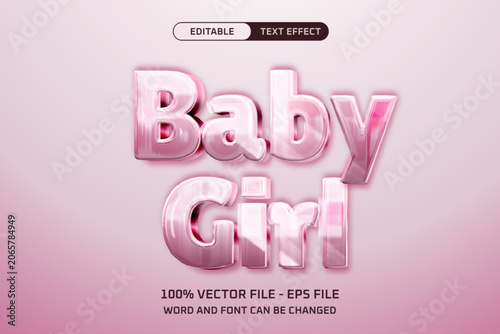 Baby Girl Pink Glossy Editable Text Effect
