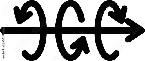 Tableau sur toile Abstract Arrow Symbol with Swirling Cycles and Forward Motion