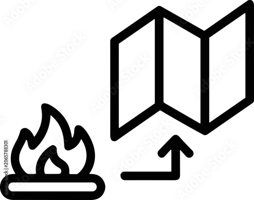 Fire safety map icon with route indicator
