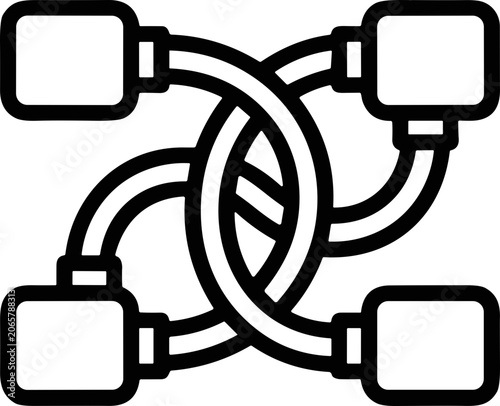 Interconnected network nodes forming a digital connection symbol