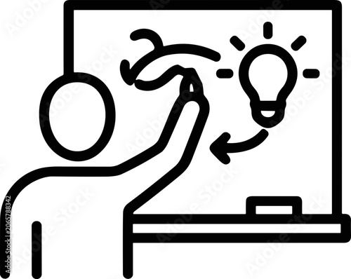 Person drawing lightbulb idea on whiteboard, brainstorming, education, innovation concept