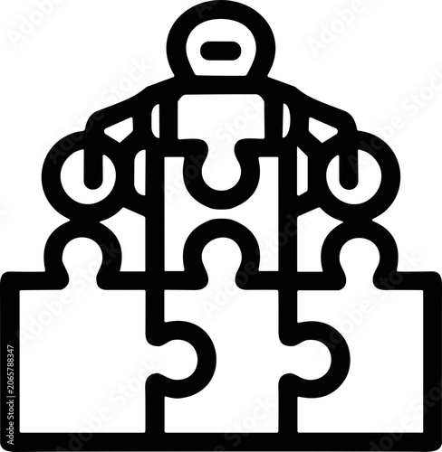 Teamwork Puzzle People Icon, Business Collaboration Concept