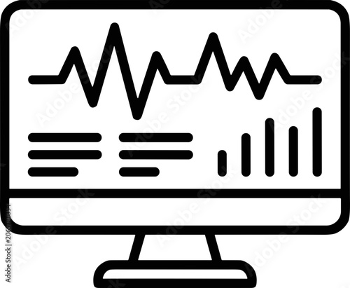 Computer Monitor Displaying Financial Data and Analytics Graph