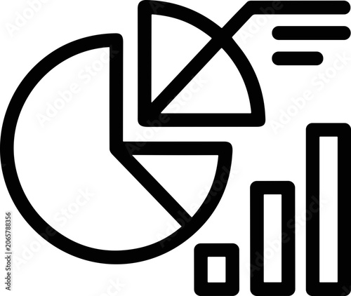 Financial Data Analysis Icon: Pie Chart & Bar Graph