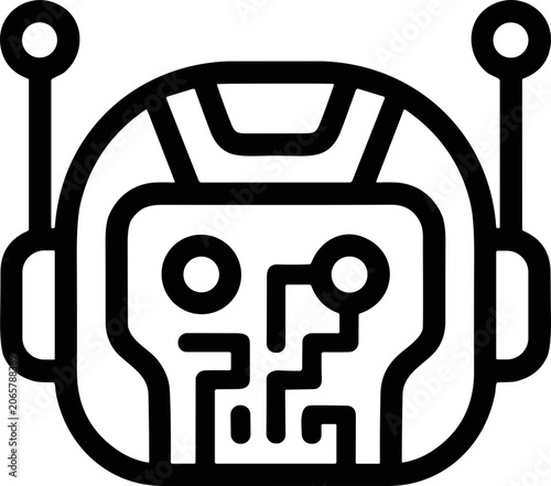 Futuristic Robot Head Icon, Artificial Intelligence Concept, Technology and Innovation Symbol