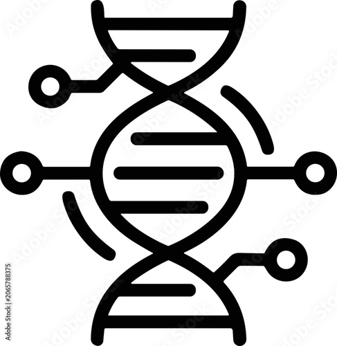 Digital DNA helix icon, representing biotechnology, genetic engineering, and science.