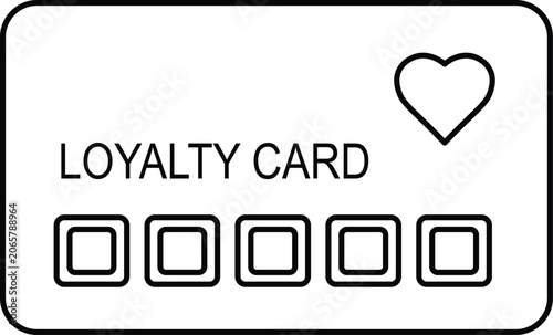 Minimalist loyalty punch card with heart symbol and empty squares