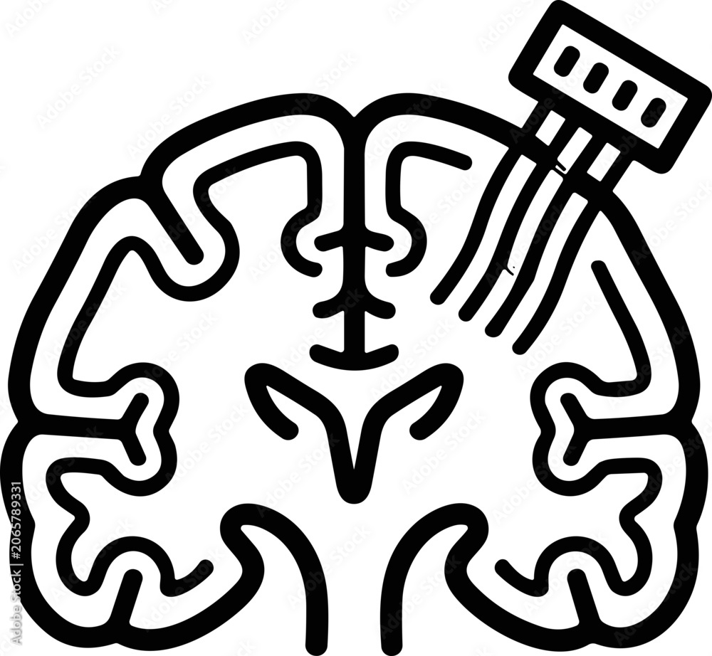 Fototapeta premium Brain chip implant icon, neuroscience, technology, innovation, medical, cybernetics, human mind, future