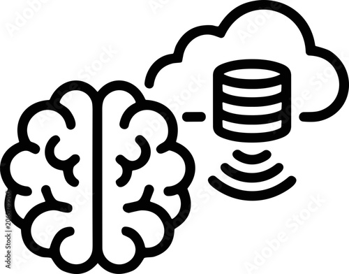 AI Brain Cloud Data Storage Technology Concept Icon