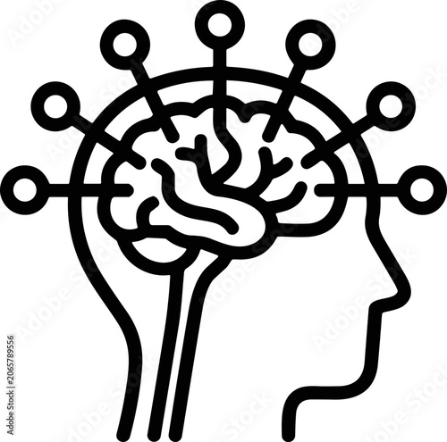 AI Brain Network Icon: Artificial Intelligence, Neural Network, Human Mind Connections