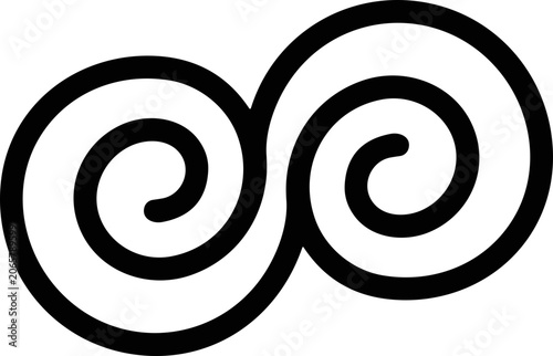 Fényképezés Black infinity symbol with two entwined spirals on white background
