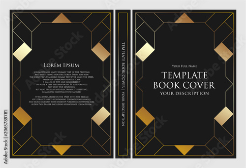 Geometric gold book cover template design.