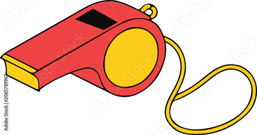 Professional Sports Referee Whistle Vector Illustration Isolated on White Background