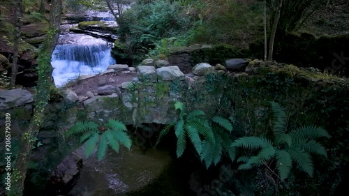Landscape along a river near San Pedro del Romeral. Pas-Miera region. Pasiegos Valleys. Cantabria. Spain. Europe