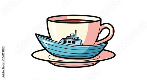 Colorful cup and saucer set.