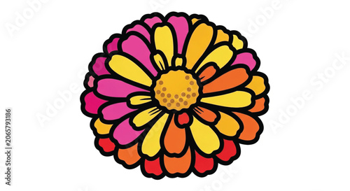 Colorful flower with pink petals.