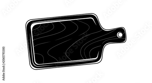 Black and White Wooden Cutting Board Icon Illustration