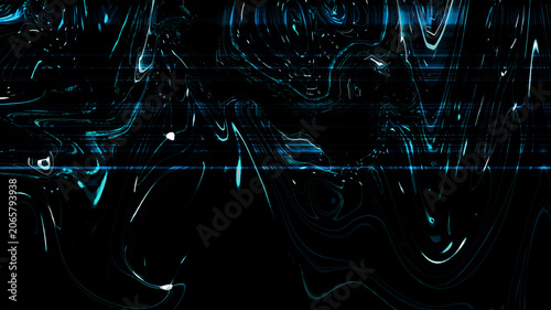 Fotografía Abstract Blue Liquid Waves Background, Futuristic Digital Flow with Glossy Neon