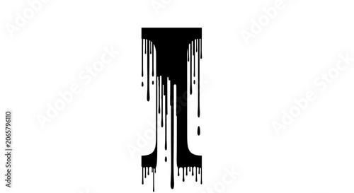 Black Dripping Letter I Typography Design