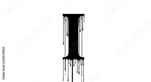 Black Dripping Letter I Alphabet Typography Design