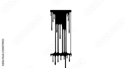 Black Dripping Paint Splatter Isolated on White Background