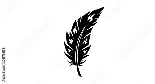 Black Feather Silhouette Vector Icon Illustration