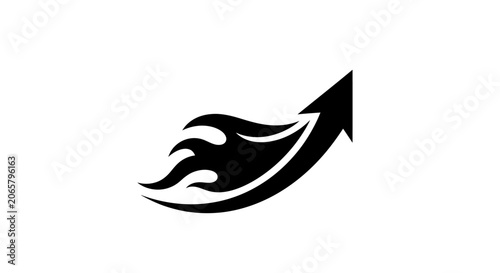 Black Flaming Arrow Icon Representing Growth and Success