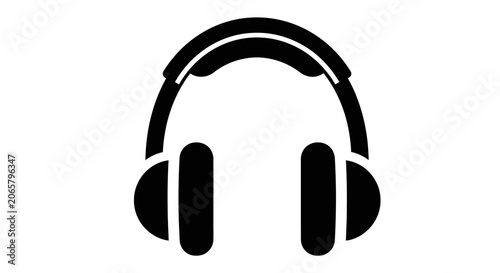 Black Headphones Icon Isolated on White Background