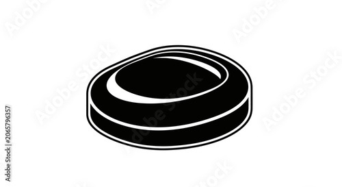 Black Hockey Puck Icon Isolated on White Background