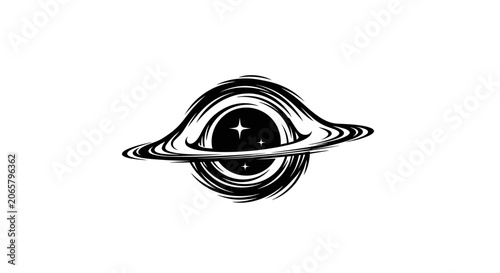 Black Hole Illustration with Accretion Disk and Stars