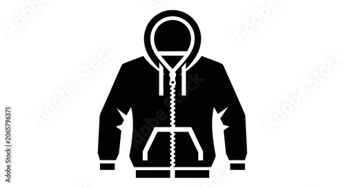 Black Hoodie Jacket Icon Vector Illustration