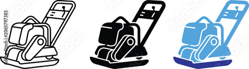 Fotografía Construction Compactor Icon Vector Line Art Fill Color Illustration Design Eleme