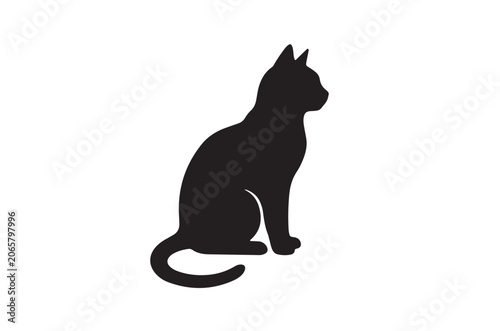 Fotografi Simple Minimalist black cat silhouette vector icon design