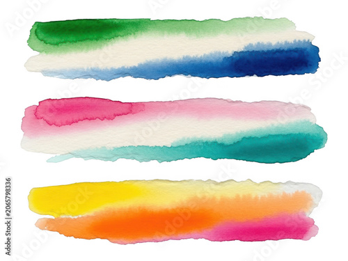 Vibrant watercolor strokes isolated on transparent background
