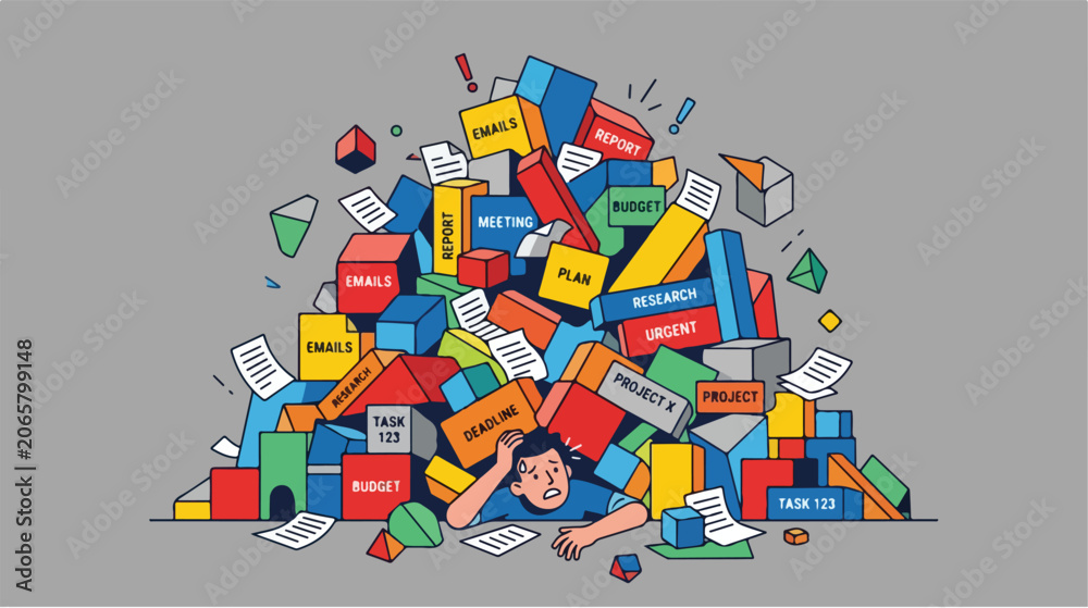 Naklejka premium Toys Pile Messy Colorful Blocks.