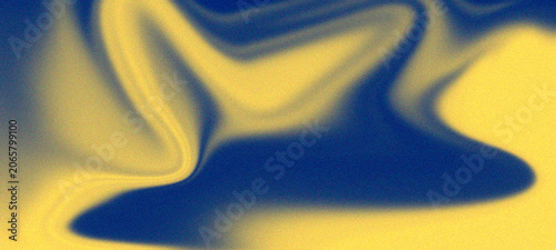Obraz na plátně Vibrant blue and yellow liquid swirl with grainy texture and dynamic wave patter