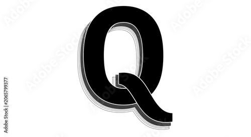 Black Letter Q Logo Design with Shadow Effect