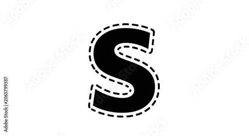 Black Letter S with Dashed Outline Symbol