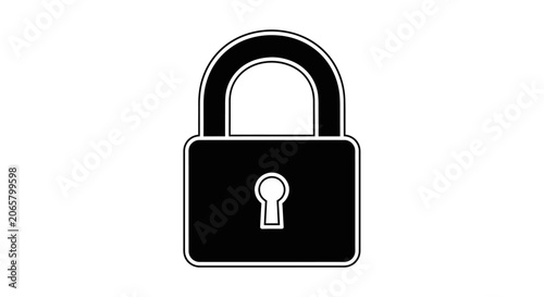 Black Padlock Icon Symbol for Security and Privacy Protection