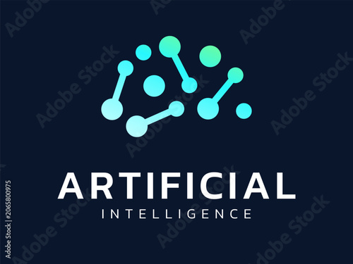 Tableau sur toile Artificial intelligence with abstract robot brain network connecting advanced te
