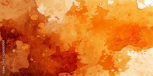 Obraz na plátně Abstract Watercolor Splatter A vibrant watercolor painting showcases an abstract explosion of warm orange and earthy brown hues, with delicate splatters and washes creating a textured, organic feel