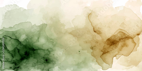 Foto Abstract Watercolor Blend A subtle blend of emerald and ochre watercolor washes creates an organic, flowing abstract background with a delicate texture